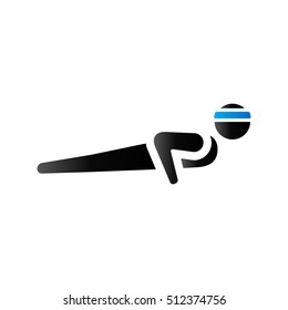 Push up icon in duo tone color. Sport gym fitness workout