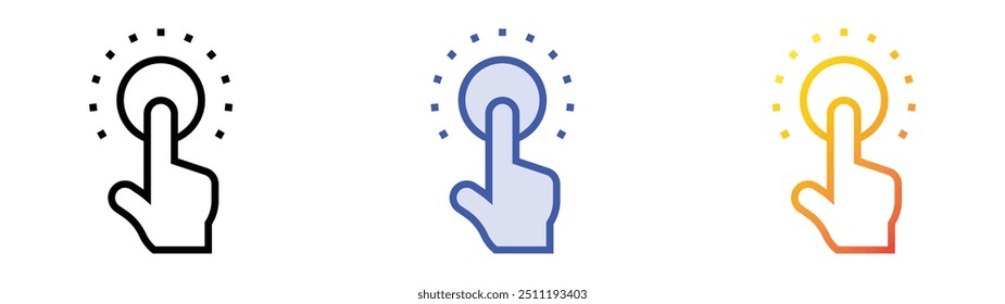 Icono de empuje. Lineal, relleno azul y diseño de estilo degradado aislado sobre fondo blanco