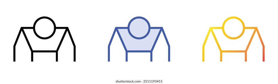 push up icon. Linear, Blue Fill and Gradient Style Design Isolated On White Background