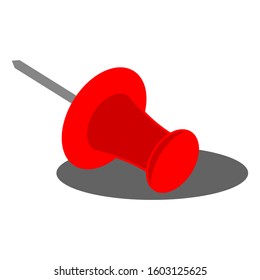 Push icon red pin with shadow. Vector illustration.