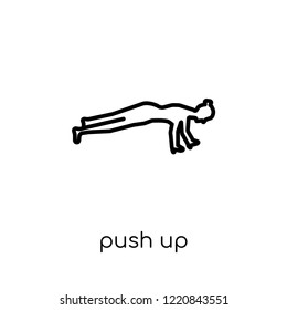 Push up icon. Trendy modern flat linear vector Push up icon on white background from thin line Gym and fitness collection, editable outline stroke vector illustration