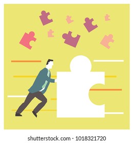 Push Idea Puzzle Business Flat Design
