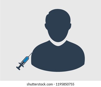 Push Injection to patient Icon on gray background.