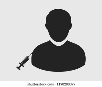 Push Injection to patient Icon on gray background.