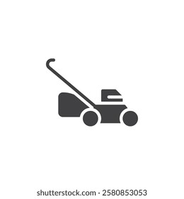 A push lawn mower with wheels vector icon. filled flat sign for mobile concept and web design. Lawn Mower glyph icon. Cutting grass symbol, logo illustration. Vector graphics