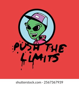 Push the limits alien funky graphic vector