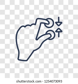 Push to minimize gesture icon. Trendy linear Push to minimize gesture logo concept on transparent background from Hands collection