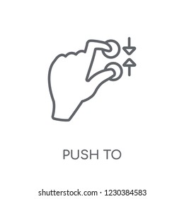 Push to minimize gesture linear icon. Modern outline Push to minimize gesture logo concept on white background from Hands collection. Suitable for use on web apps, mobile apps and print media.