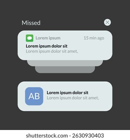Push notification template mockup stock illustration
