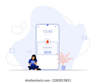 Ilustración de concepto de notificaciones automáticas. Adecuado para página de inicio, ui, web, tarjeta de introducción de aplicaciones, editorial, volante y banner.