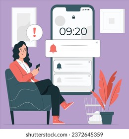 push notifications concept vector design illustration