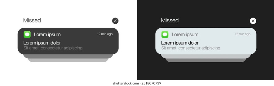 Push notifications icons. Message bubble icons. Flat style. Vector icons.