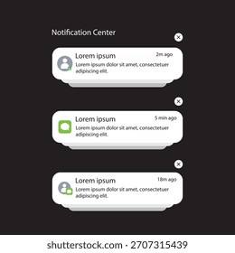 Iconos de notificaciones push. Iconos de la burbuja del mensaje. Estilo plano. Iconos del vector.