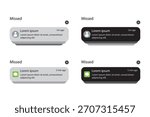 Push notifications icons. Notification template Message Interface. Message bubble icons. displaying alerts and messages on the screen. Vector.