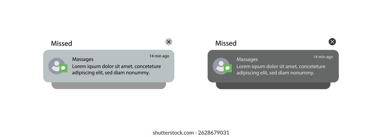 Ícones de notificações por push. Interface de mensagem do modelo de notificação. Ícones de bolhas de mensagem. exibindo alertas e mensagens na tela. Vetor.