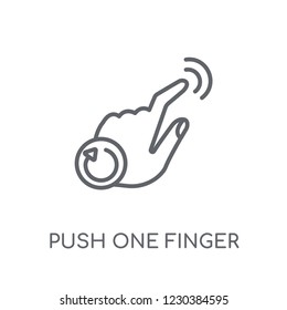 Push one finger and twist back linear icon. Modern outline Push one finger and twist back logo concept on white background from Hands collection.