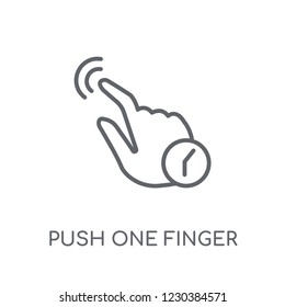 Push one finger and wait linear icon. Modern outline Push one finger and wait logo concept on white background from Hands collection. Suitable for use on web apps, mobile apps and print media.