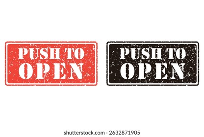 push to open grunge stamp design, vector, isolated on transparent background
