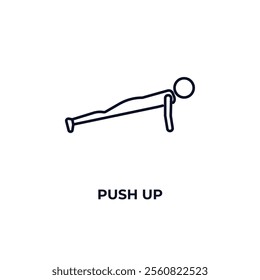 push up outline icon. Linear vector from gym concept. Thin line push up icon isolated on white background