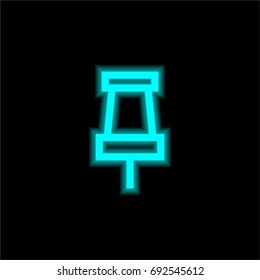 Push pin blue glowing neon ui ux icon. Glowing sign logo vector