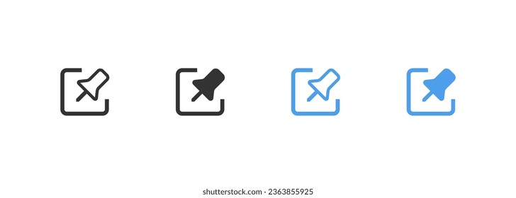 Pulsar botones de anclaje, conjunto de iconos de miniaturas. Ilustración aislada del vector