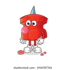 push pin chewing gum vector. cartoon character