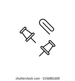 Push pin clip icon. Simple line, outline vector of office icons for ui and ux, website or mobile application