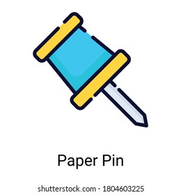 push pin color line icon isolated on white background