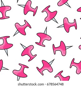 Push pin element seamless pattern.  Hand draw doodle style. Background print concept