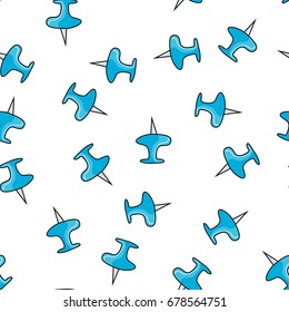 Push pin element seamless pattern.  Hand draw doodle style. Background print concept