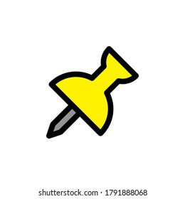 Icono de contorno relleno de pin de inserción. vector de símbolo sobre fondo blanco