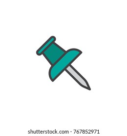 Push pin filled outline icon, line vector sign, linear colorful pictogram isolated on white. Pushpin symbol, logo illustration. Pixel perfect vector graphics