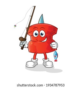 push pin fisherman illustration. character vector