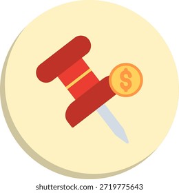 Icono de estilo de círculo plano Push Pin