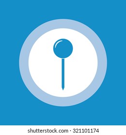 Push pin flat icon in circle . Vector illustration