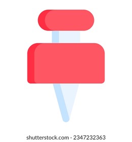 Push pin in flat icon. Education, stationery, school supplies, attachment