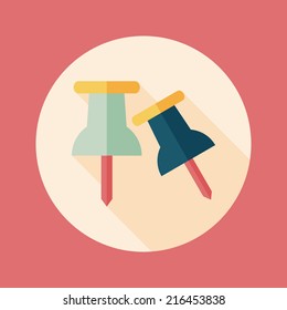 push pin flat icon with long shadow,eps10