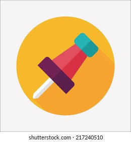 push pin flat icon with long shadow,eps10