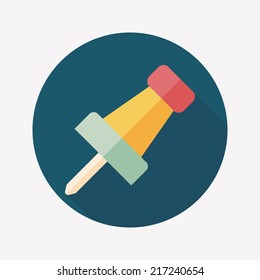 push pin flat icon with long shadow,eps10
