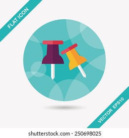 push pin flat icon with long shadow,eps10
