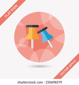 push pin flat icon with long shadow,eps10