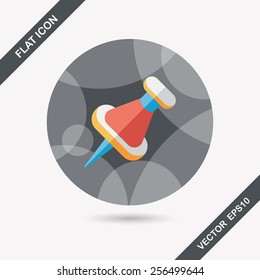 push pin flat icon with long shadow,eps10