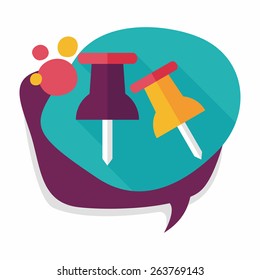 push pin flat icon with long shadow,eps10