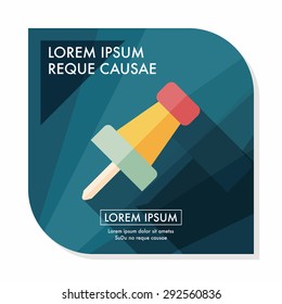push pin flat icon with long shadow,eps10