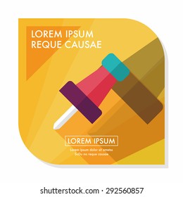 push pin flat icon with long shadow,eps10