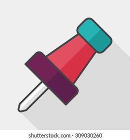 push pin flat icon with long shadow,eps10