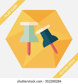 push pin flat icon with long shadow,eps10