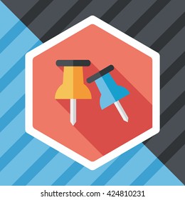 push pin flat icon with long shadow,eps10