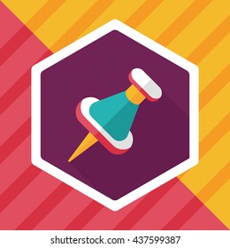 push pin flat icon with long shadow,eps10