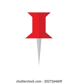 Push pin flat icon on white background
